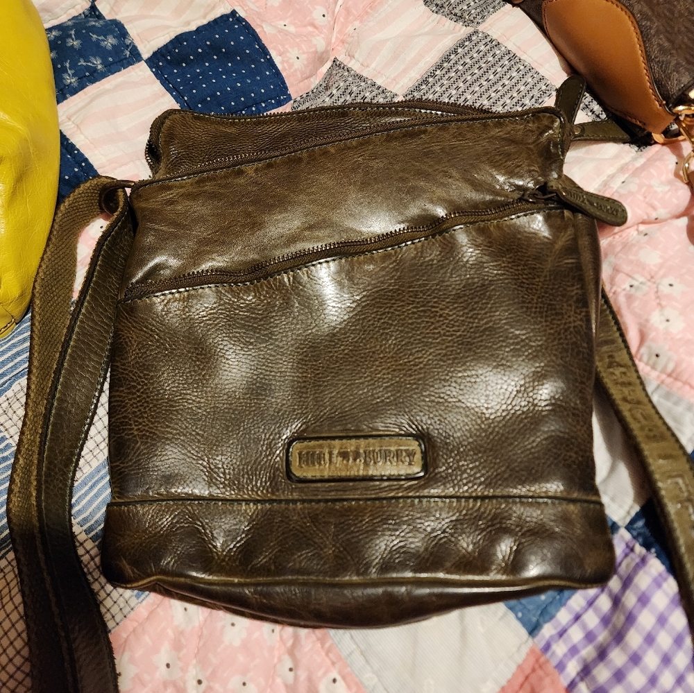 High Sierra GREEN Messenger Bag with Vintage Style Italian Leather Never Used